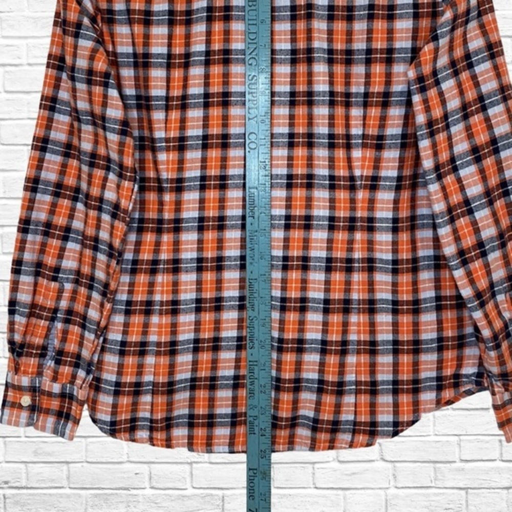 Women’s Nautica Orange & Black Plaid Long Sleeve Button Down‎ Size Medium - Picture 3 of 8